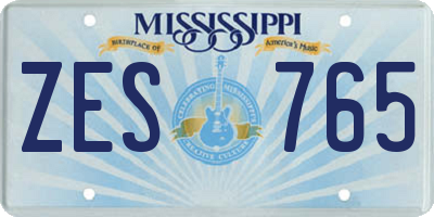 MS license plate ZES765
