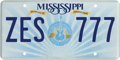 MS license plate ZES777