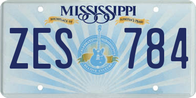 MS license plate ZES784