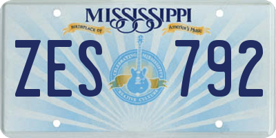 MS license plate ZES792