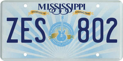 MS license plate ZES802