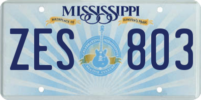 MS license plate ZES803