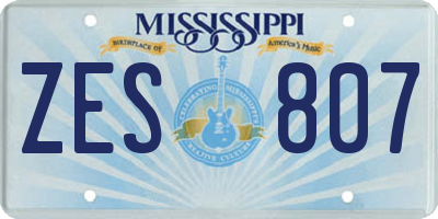 MS license plate ZES807