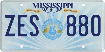 MS license plate ZES880