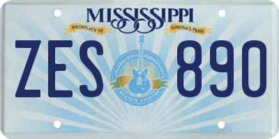 MS license plate ZES890