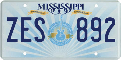 MS license plate ZES892