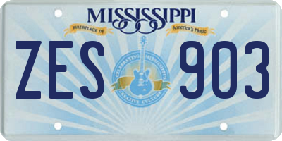 MS license plate ZES903