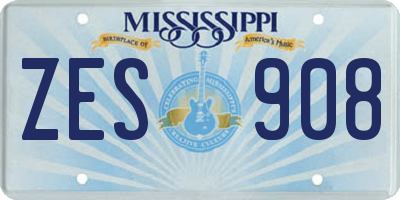 MS license plate ZES908