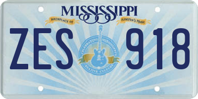 MS license plate ZES918