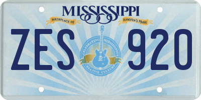 MS license plate ZES920