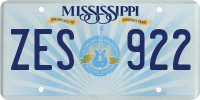 MS license plate ZES922