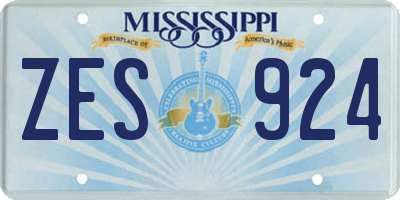 MS license plate ZES924