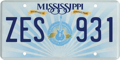 MS license plate ZES931