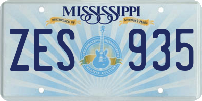 MS license plate ZES935
