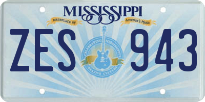 MS license plate ZES943