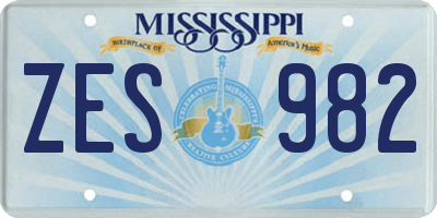 MS license plate ZES982