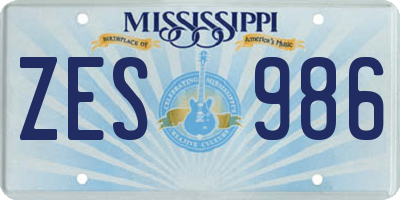 MS license plate ZES986