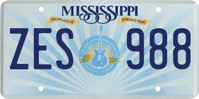 MS license plate ZES988