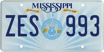 MS license plate ZES993