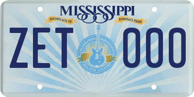 MS license plate ZET000
