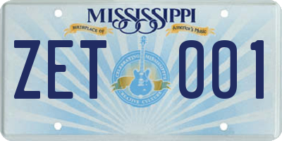 MS license plate ZET001