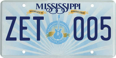 MS license plate ZET005