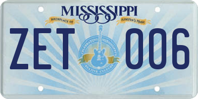 MS license plate ZET006