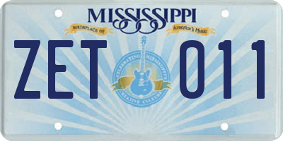 MS license plate ZET011