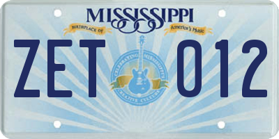 MS license plate ZET012