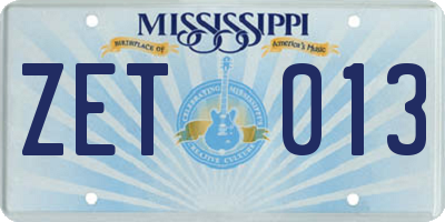 MS license plate ZET013