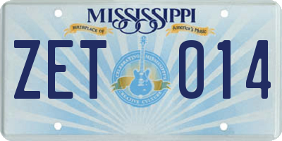 MS license plate ZET014