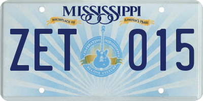 MS license plate ZET015