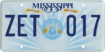 MS license plate ZET017
