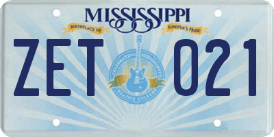 MS license plate ZET021