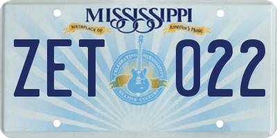 MS license plate ZET022