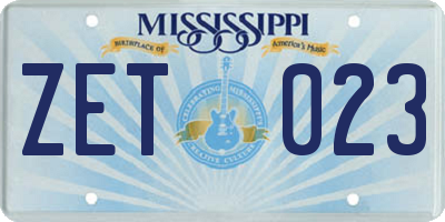 MS license plate ZET023