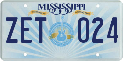 MS license plate ZET024