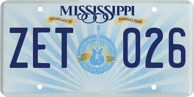 MS license plate ZET026