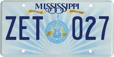 MS license plate ZET027
