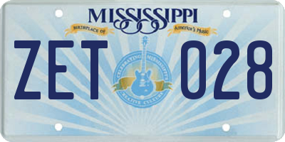 MS license plate ZET028