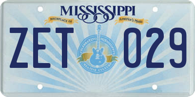 MS license plate ZET029