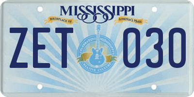 MS license plate ZET030