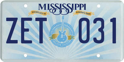MS license plate ZET031