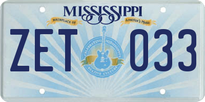 MS license plate ZET033