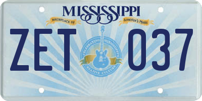 MS license plate ZET037