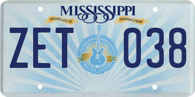 MS license plate ZET038