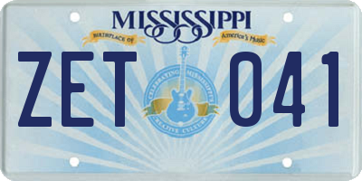 MS license plate ZET041