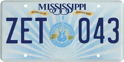MS license plate ZET043