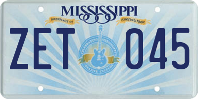 MS license plate ZET045