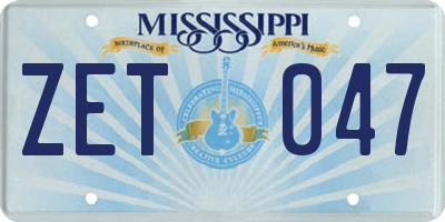 MS license plate ZET047